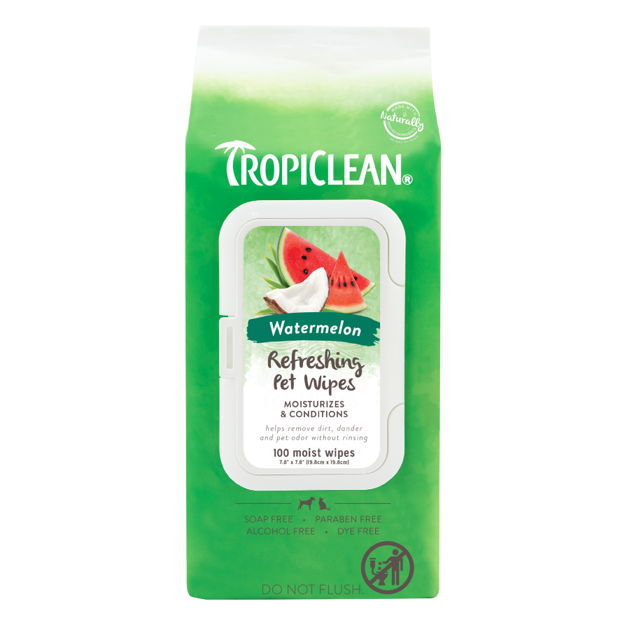 100ct Tropiclean Watermelon 2-in-1 Wipes - Hygiene